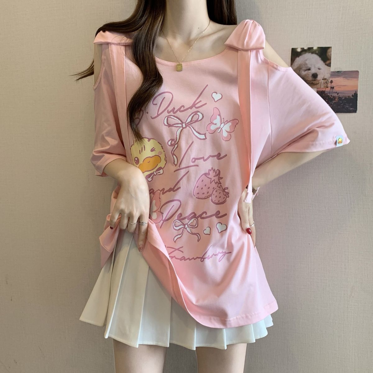 Blouse Off Shoulder - Летняя женская футболка большого размера в
