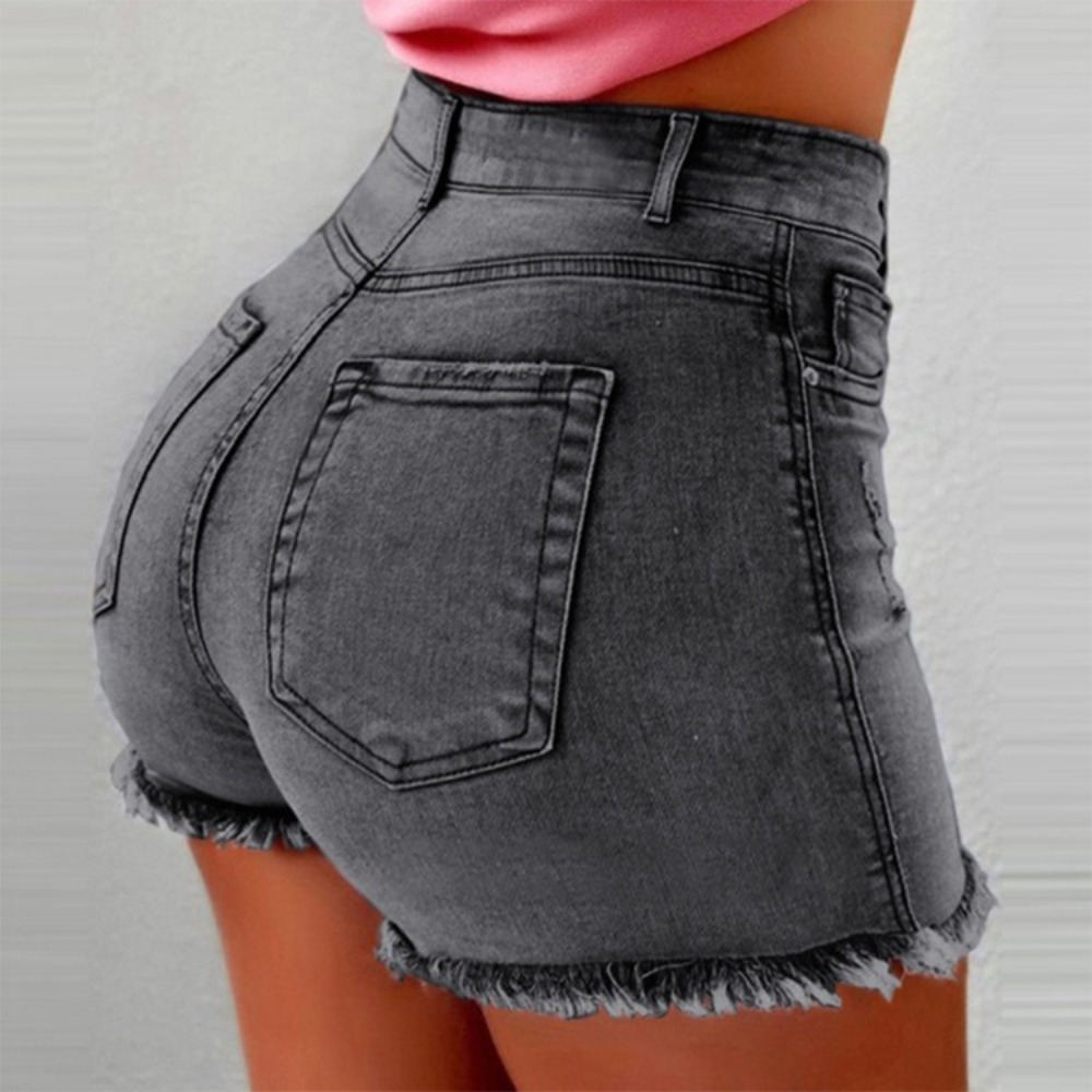 Shorts Denim Frayed - Женские джинсовые шорты с высокой талией