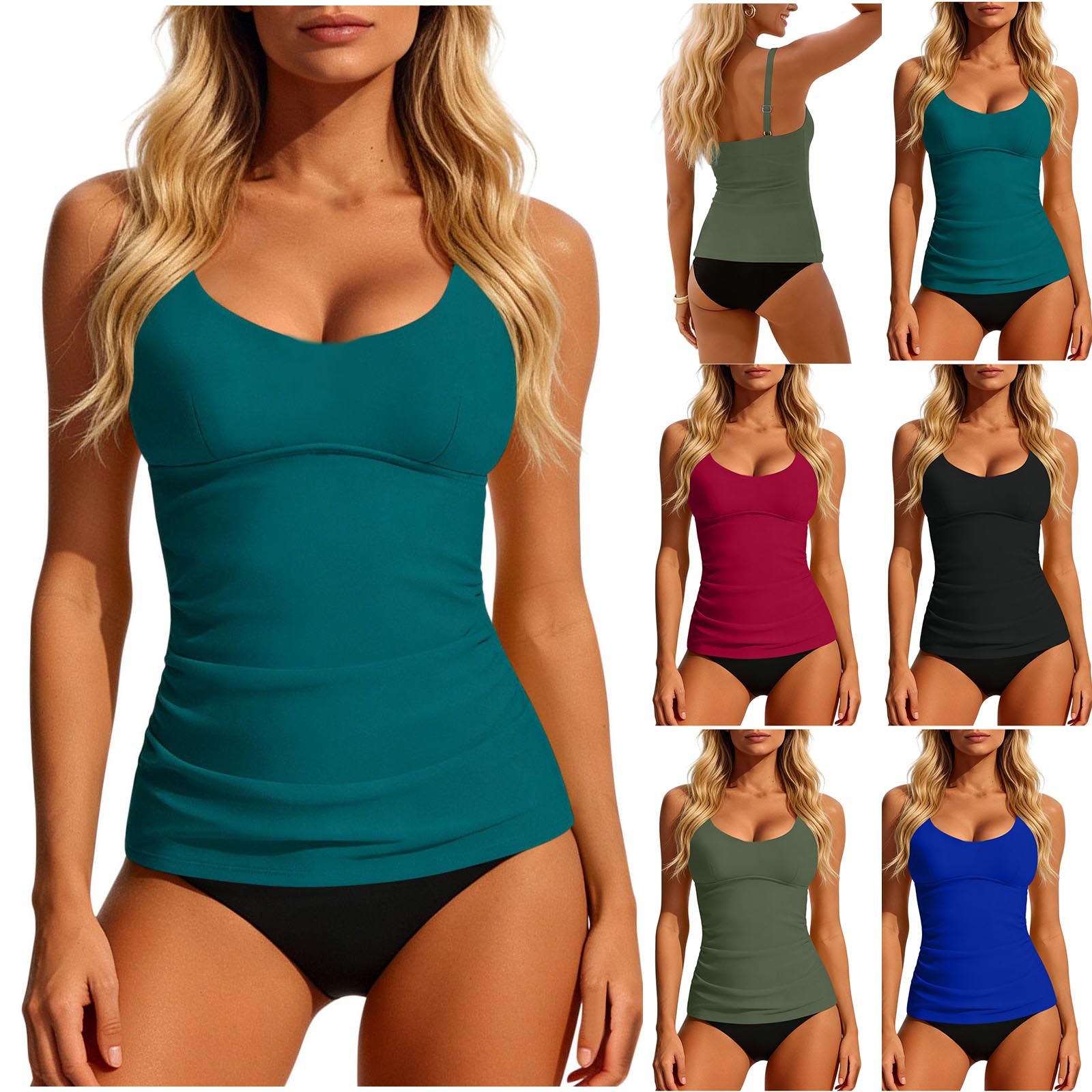 Swimsuit Bikini Ruched - Женский раздельный купальник-танкини 2026 года, бирюзовый,