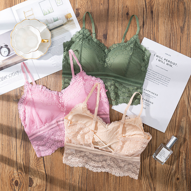 Bralette Triangle Set - Бюстгальтер кружевной бесшовный с открытой спиной