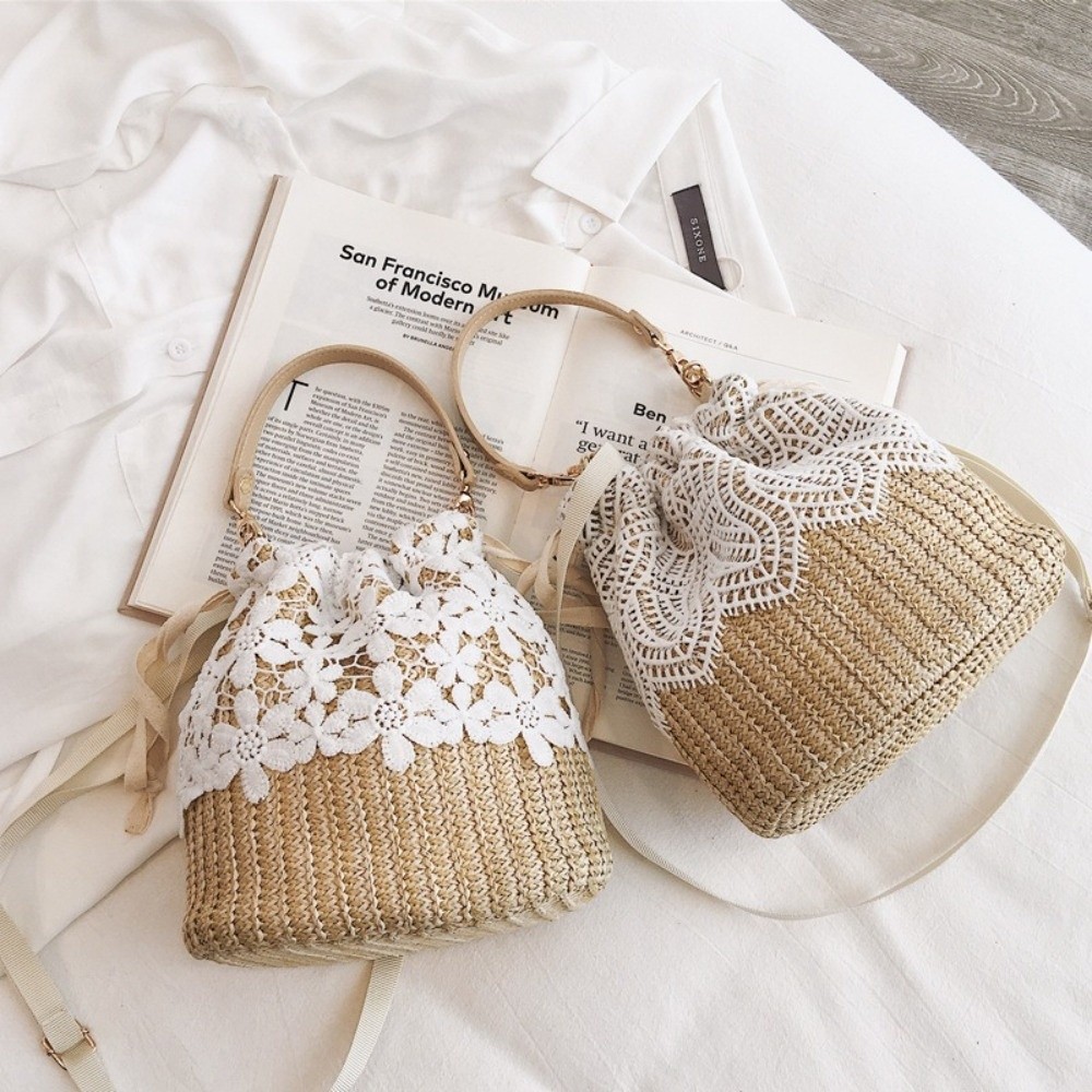 Tote Bag Beach - Винтажная соломенная сумка через плечо с