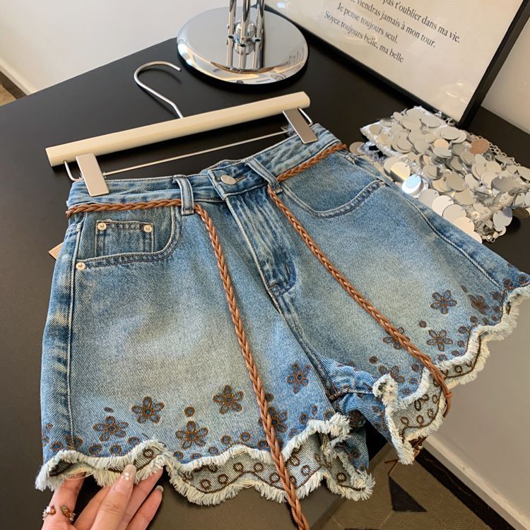 Shorts Denim Frayed - Дышащие винтажные джинсовые шорты для женщин