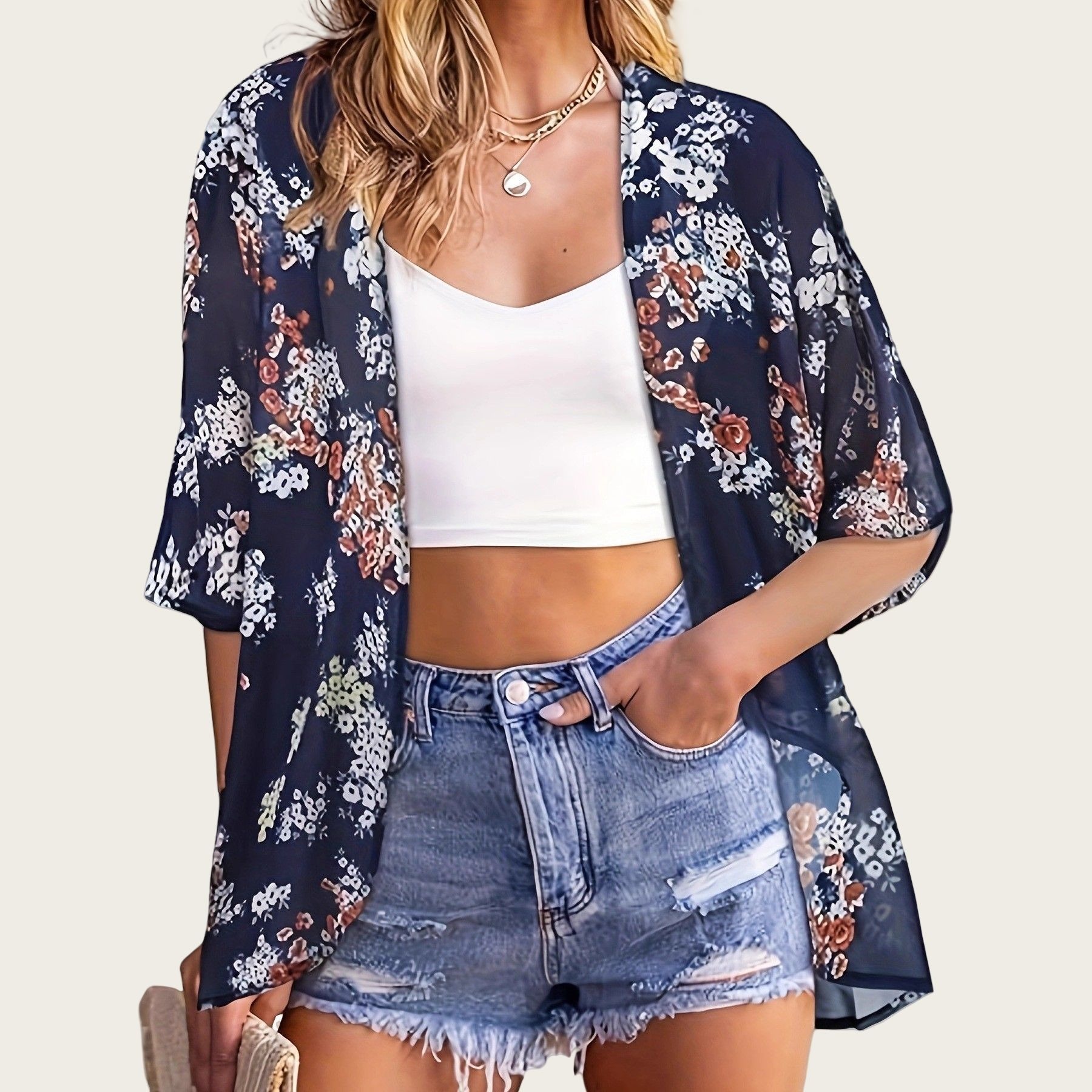 Купальник женский 2025 кимоно, – обзор и цена Kimono Sheer Floral