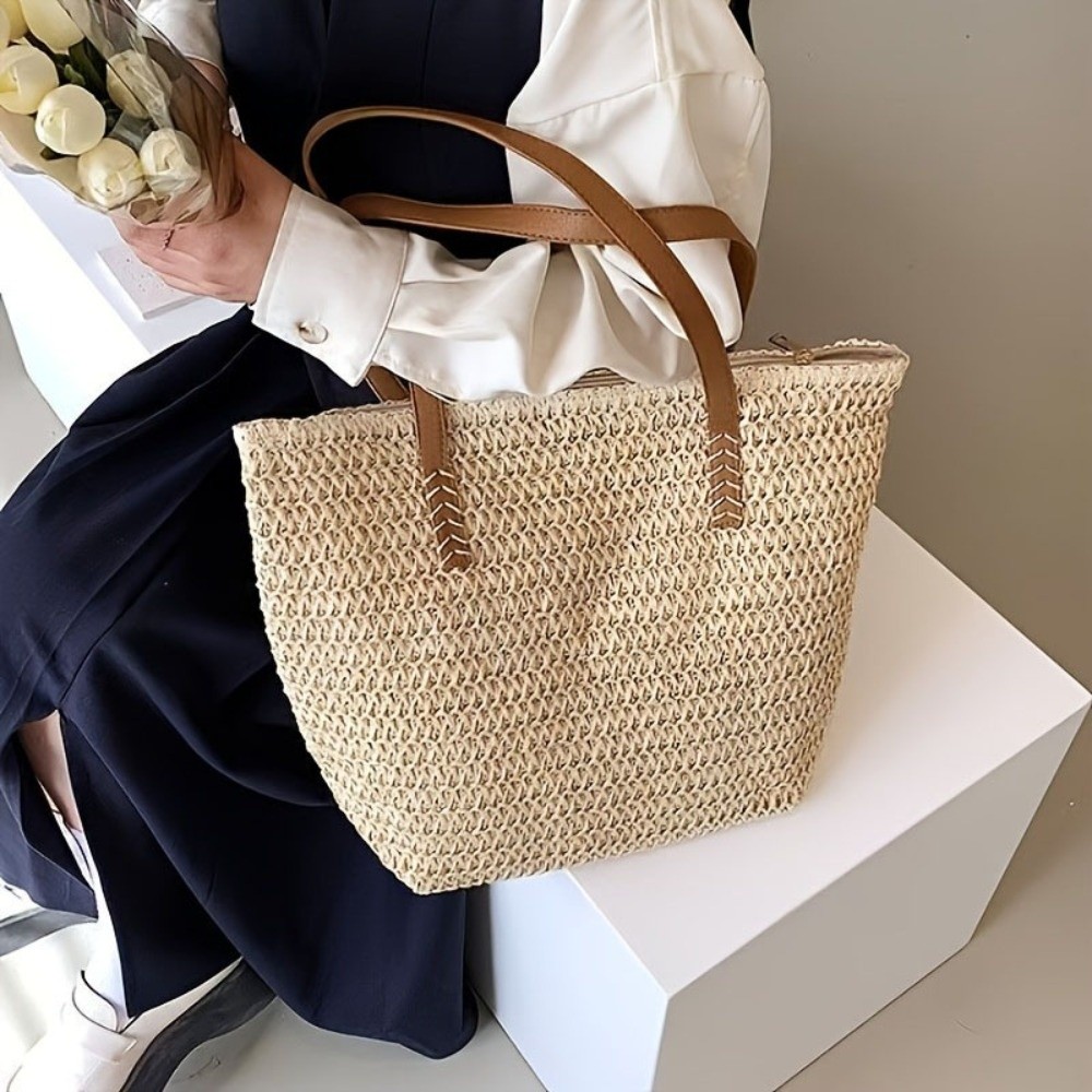 Модная однотонная плетеная сум – обзор и цена Tote Bag Beach