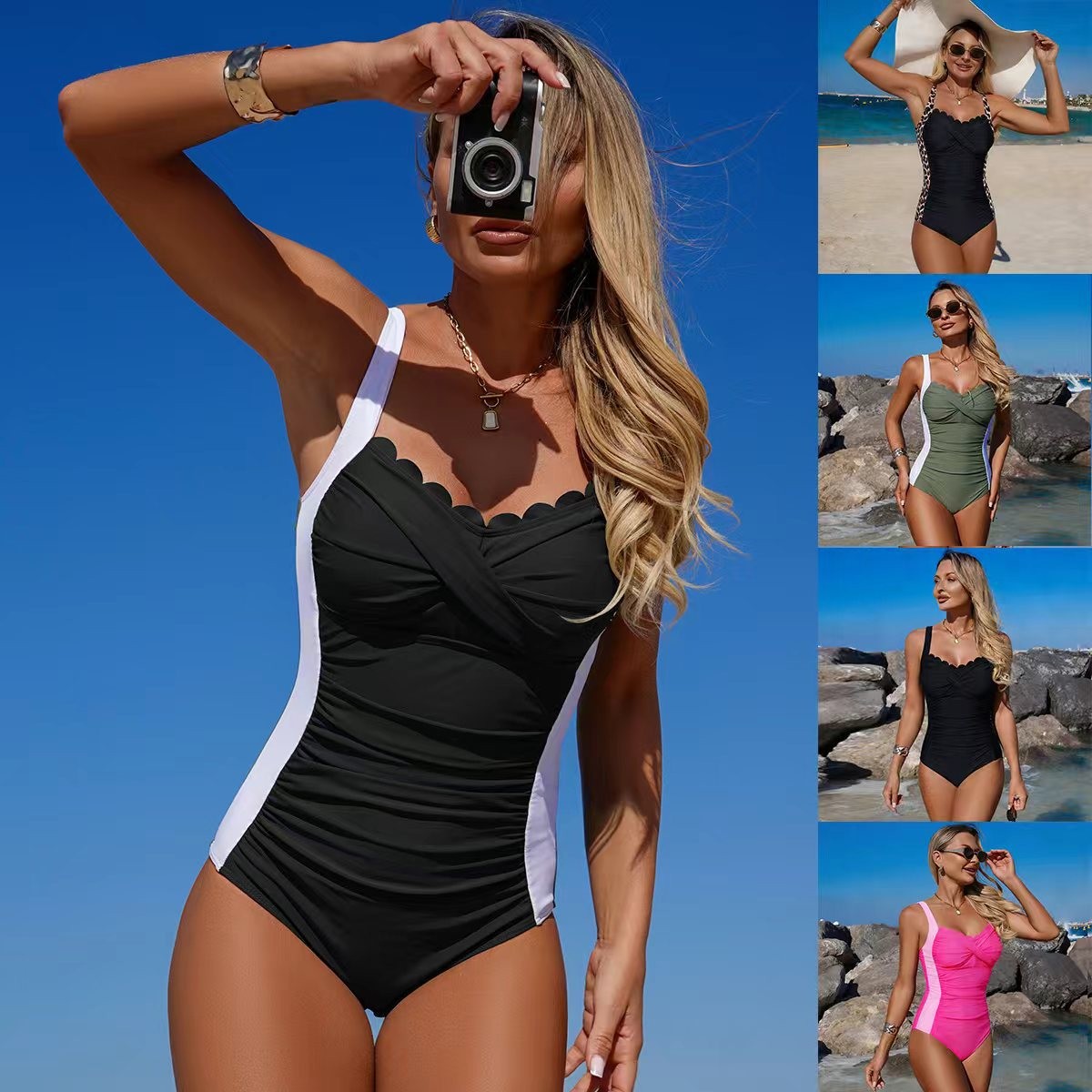 Черный купальник с волнистым в – обзор и цена Swimsuit Bikini Ruched