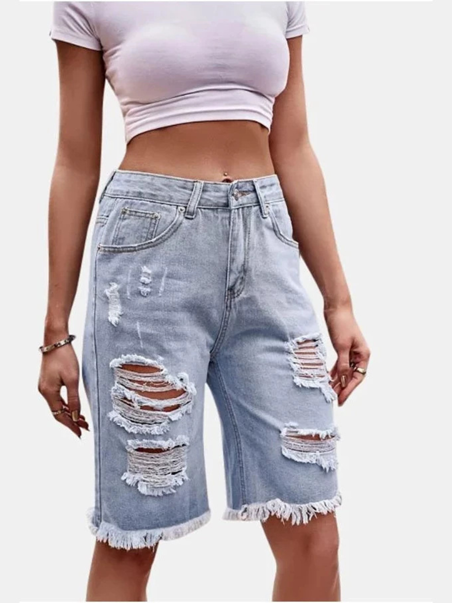 Женские джинсовые шорты-бермуд – обзор и цена Shorts Denim Frayed