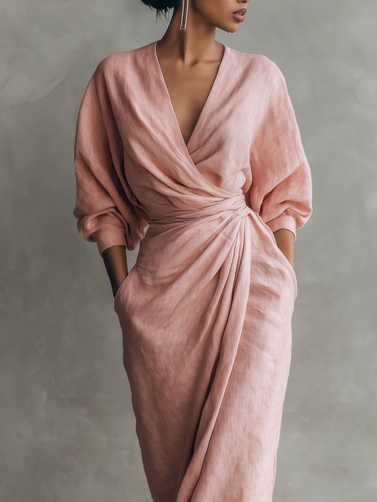 Женское льняное платье макси с – обзор и цена Linen Dress Wrap