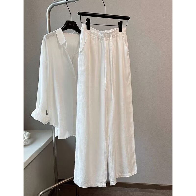 Корейский комплект из белой хл – обзор и цена Linen Pant Wide