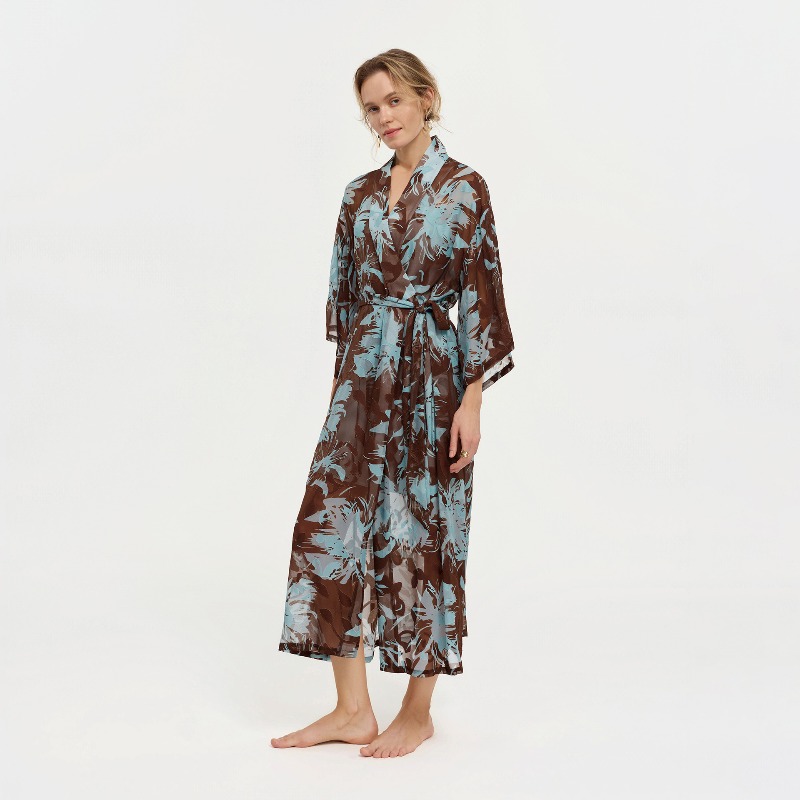 Женский черно-белый шифоновый  – обзор и цена Kimono Sheer Floral